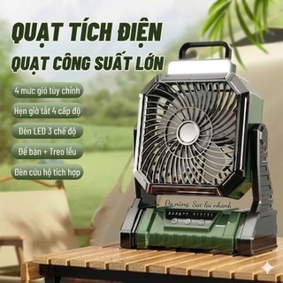 [PIN CHUẨN] Quạt Cắm Trại Dã Ngoại Tích Điện công suất lớn