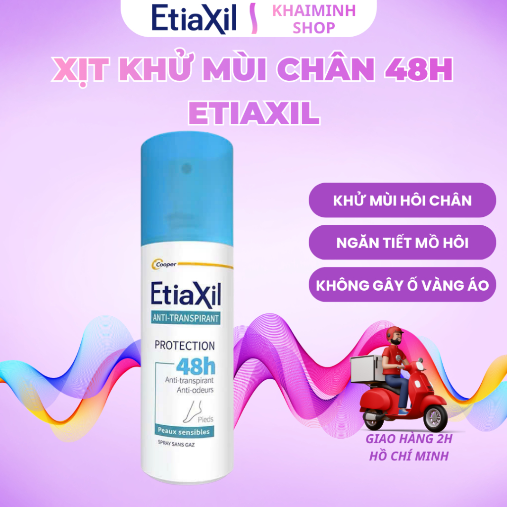 (Hỏa tốc) Xịt Khử Mùi Hôi Chân Etiaxil 100ml, Bảo Vệ Kép, Ngăn Mồ Hôi 48h, Khử Mùi Cơ Thể Hiệu Quả.