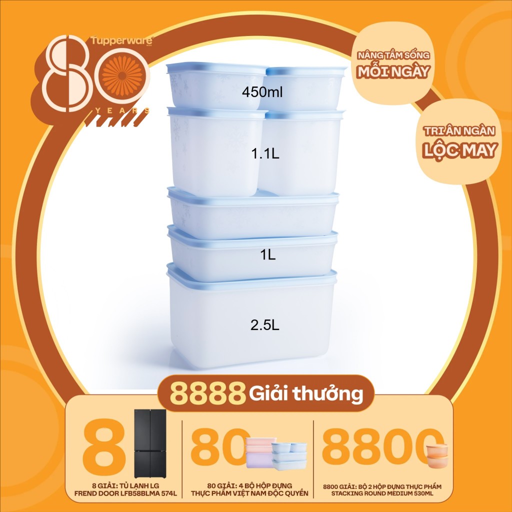 (TUP80) Bộ trữ đông tupperware  gen ii prozy cozy 7 hộp ( Tupperware chính hãng )