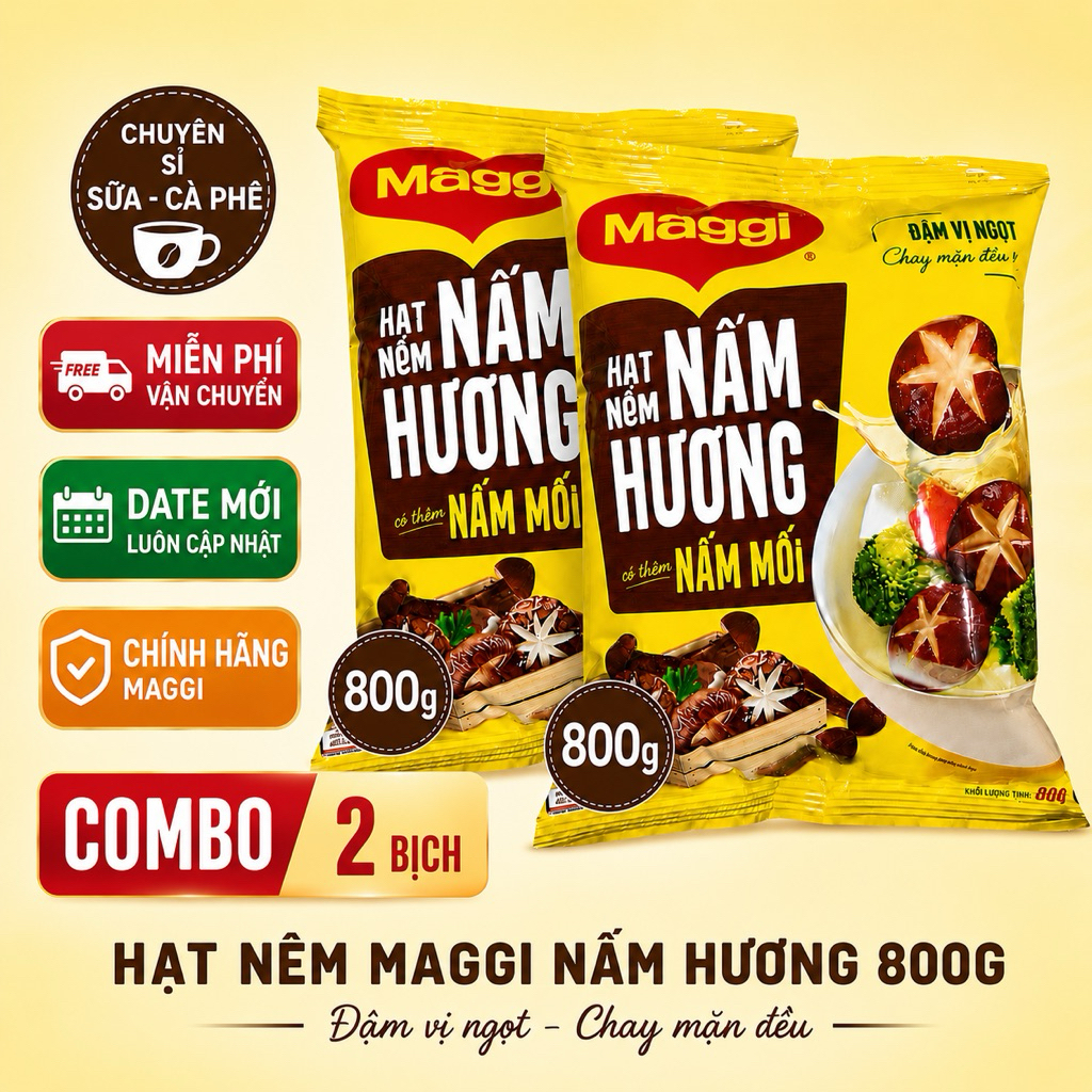 Combo 2 Bịch Hạt Nêm Maggi 800Gram Món Chay Mặn Đều Ngon (DATE MỚI)