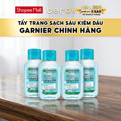 [MINISIZE] COMBO 4 Nước tẩy trang Garnier Cho DA DẦU MỤN Salicylic BHA Micellar 50mlx4 - XANH