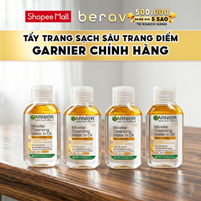 [MINISIZE] COMBO 4 Nước làm sạch và tẩy trang cho DA KHÔ & MAKE-UP lâu trôi Garnier Micellar Water Oil 50mlx4 - TRẮNG