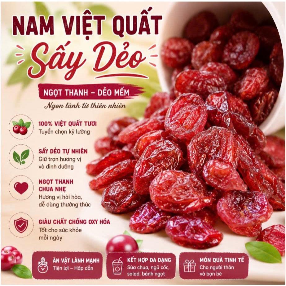 Nam việt quất nhập khảu Mỹ -Sấy dẽo chua chua ngọt ngọt chất oxy chống lão hóa