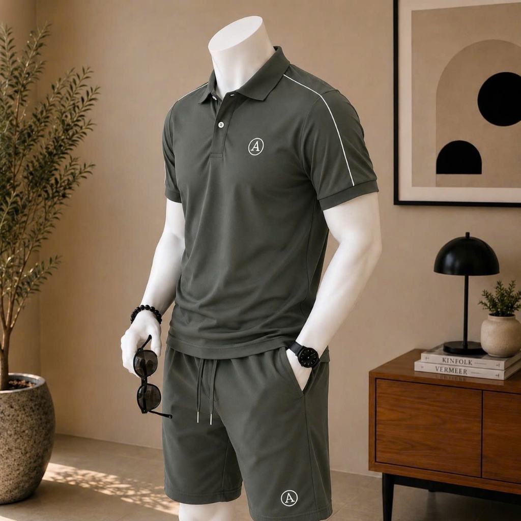 Bộ thể thao POLO nam – Áo cổ bẻ + Quần short co giãn thoáng mát, phong cách…
