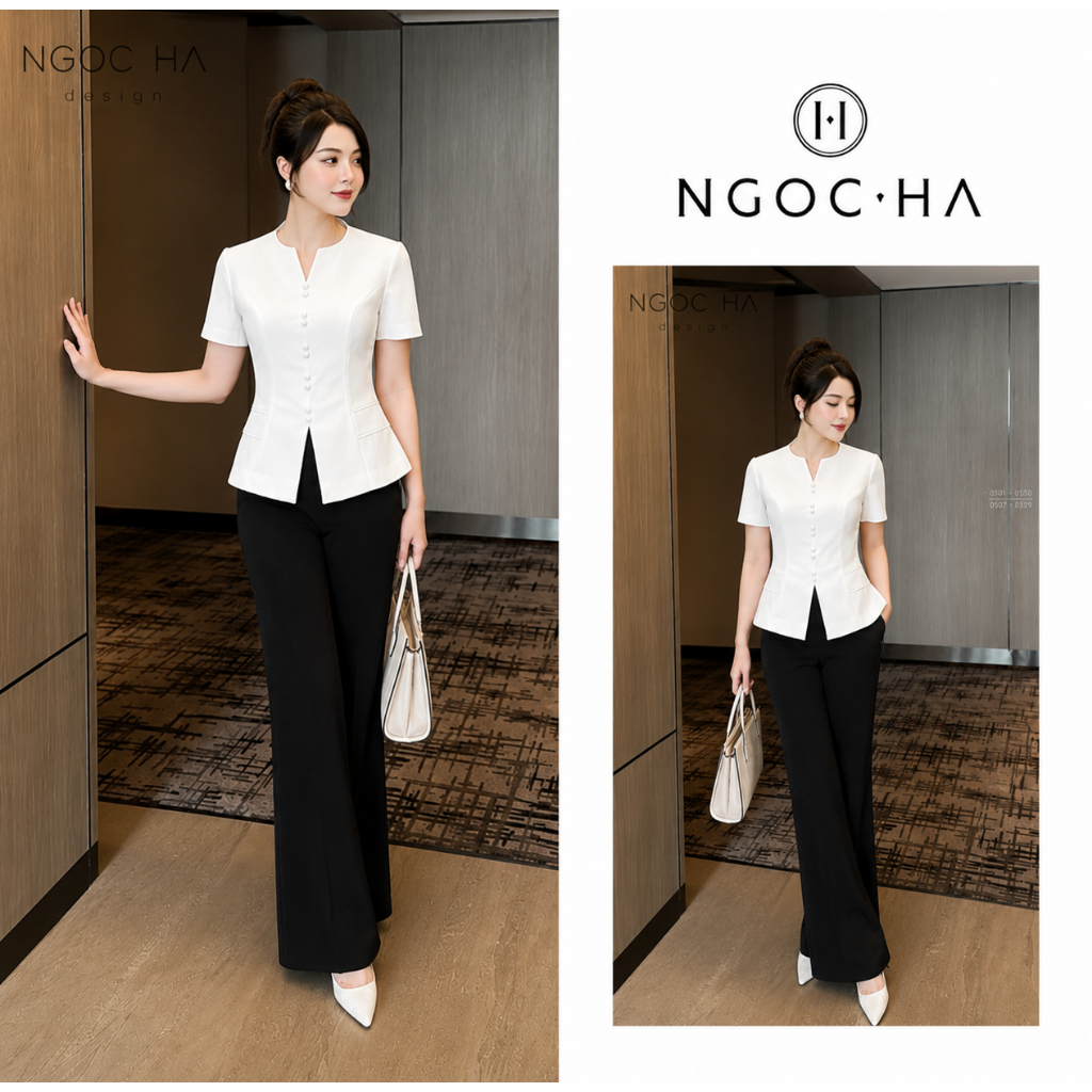 Áo Kiểu Nữ NGOC HA DESIGN Áo Peplum May Hông Sang Chảnh Công Sở Tôn Dáng Giấu Bụng A1165