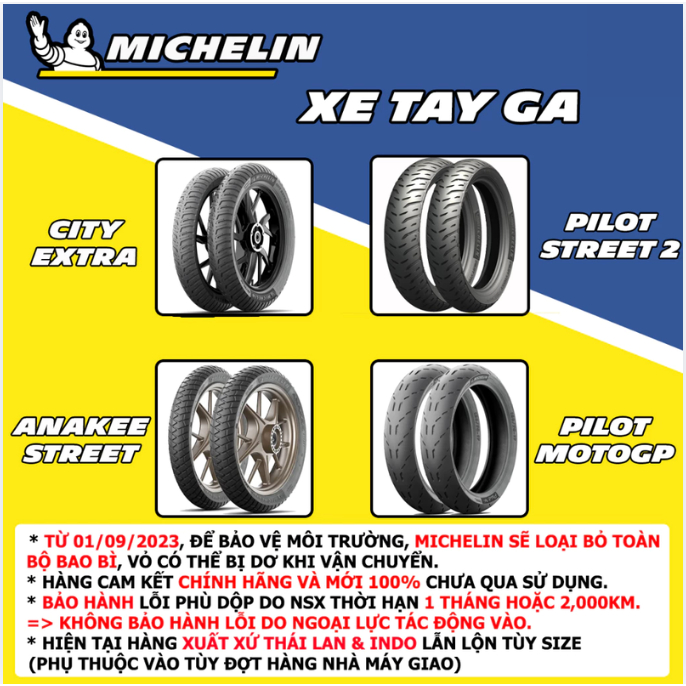 Cặp vỏ lốp xe Michelin City Grip 2 hàng châu âu 100/80-16 & 120/80-16(Michelin SH 125 150 - SH Ý)