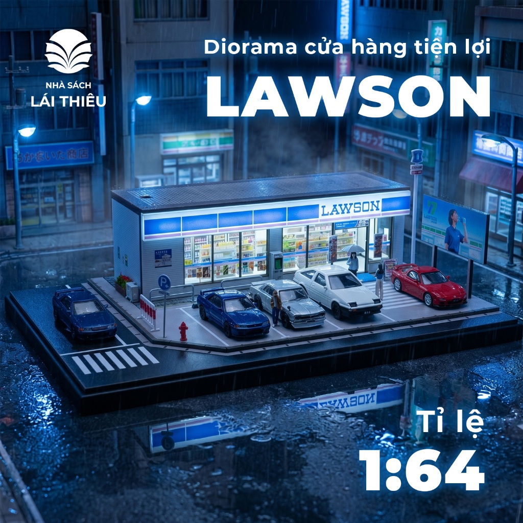 Mô Hình Sa Bàn Diorama Cửa Hàng Tiện Lợi LAWSON Tỷ Lệ 1:64 - Hàng Cao Cấp Có Đèn (Không Kèm Xe)