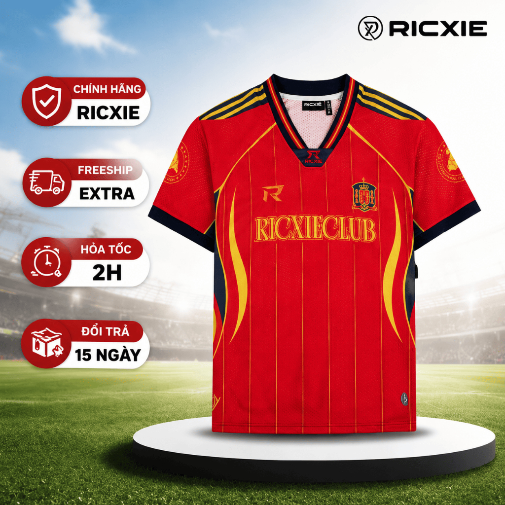 Áo Jersey Bóng Đá Ricxie Số 19 ESP Unisex Thêu Nổi Form Boxy Lưới Thái Cao Cấp
