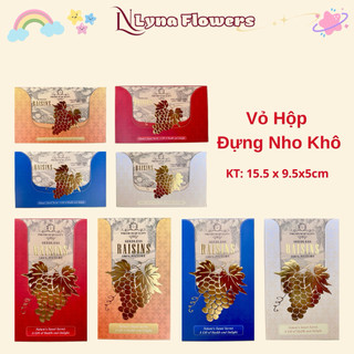 10 Vỏ Hộp Đựng Nho Khô Cao Cấp Ép Kim Sang Trọng Làm Giỏ Quà Tết - Kích thước 15.5x9.5x5cm