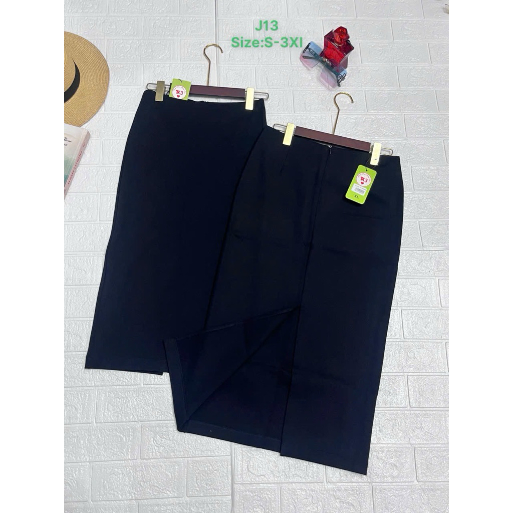 Chân váy thun bút chì xẻ sau 9 tấc, J13, S-3Xl