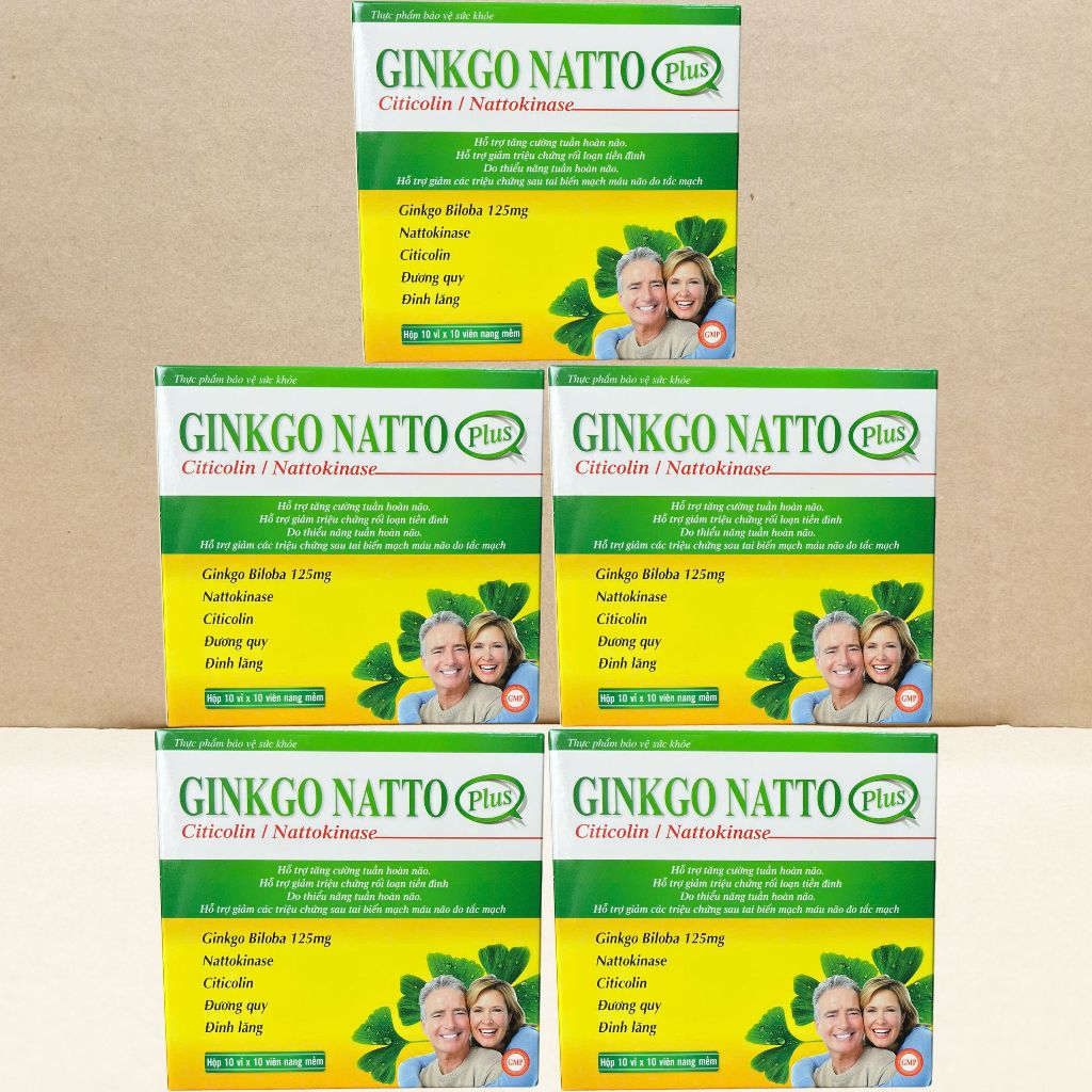 Combo 5 Hộp Ginkgo Natto Plus Vàng - Rostex - Vinaphar - Vitamin Chữa Lành