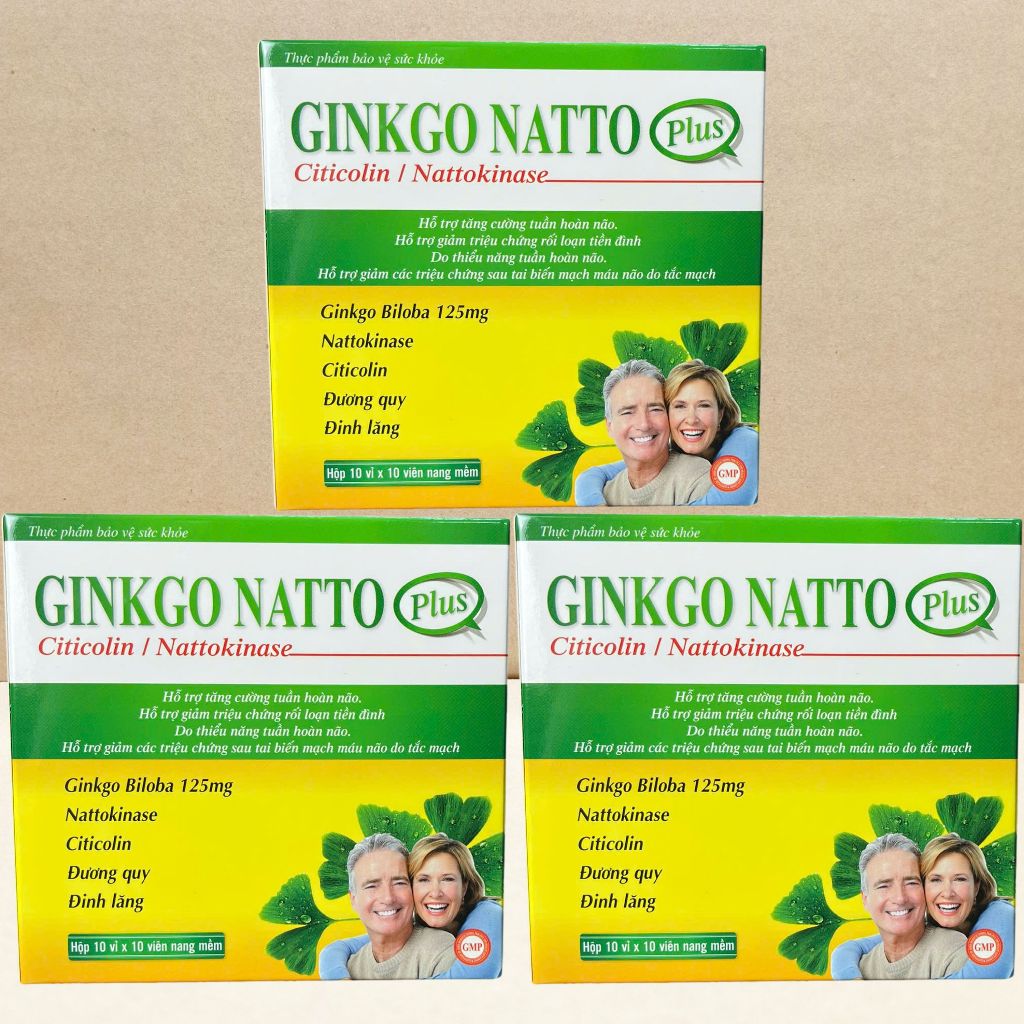 Combo 3 Hộp Ginkgo Natto Plus Vàng - Rostex - Vinaphar - Vitamin Chữa Lành