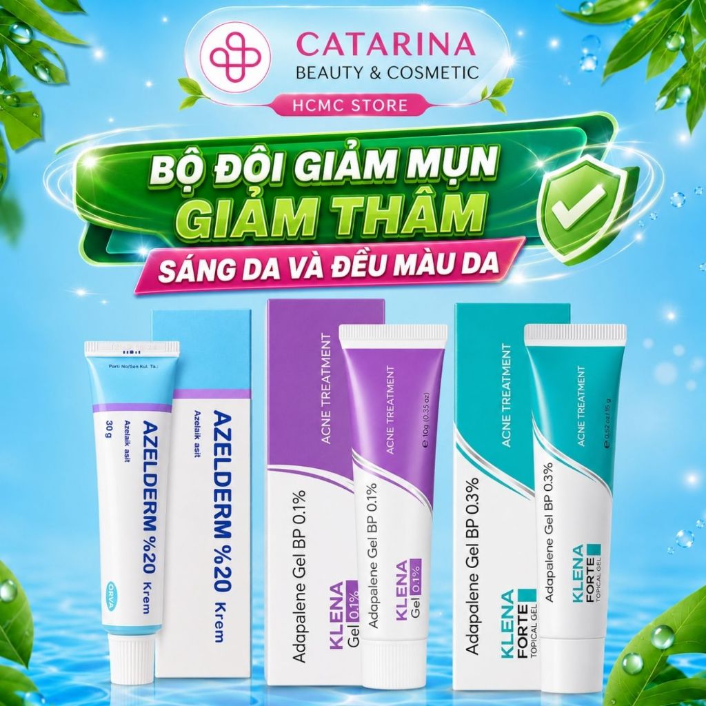 Azelderm 20% | Klena 0.1% | Klena 0.3% | Gel bôi hỗ trợ giảm mụn giảm thâm, làm đều màu da