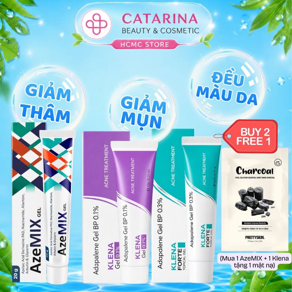 AzeMIX 20% | Klena 0.1% | Klena 0.3% | Gel bôi hỗ trợ giảm mụn giảm thâm, làm đều màu da