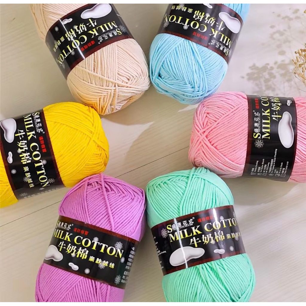 Len mikl cotton cuộn lớn 125g sợi 2.5mm (L1). Bảng màu từ 1-90