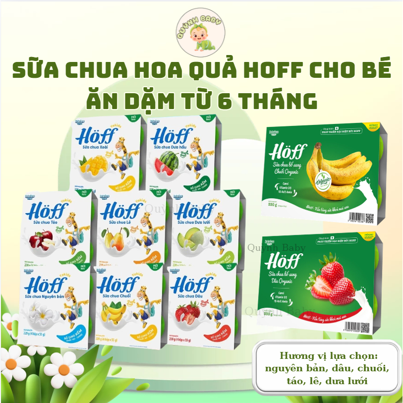 Sữa chua hoa quả Hoff đủ vị/ Organic cho bé ăn dặm từ 6 tháng