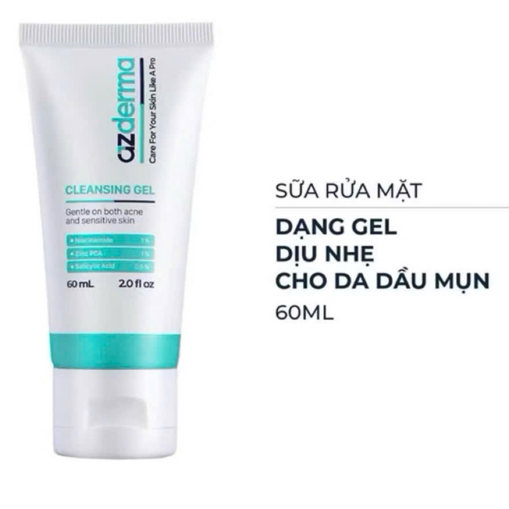 [CHÍNH HÃNG]Sữa rửa mặt azderma dạng gel dịu nhẹ cho da dầu mụn 60ml…