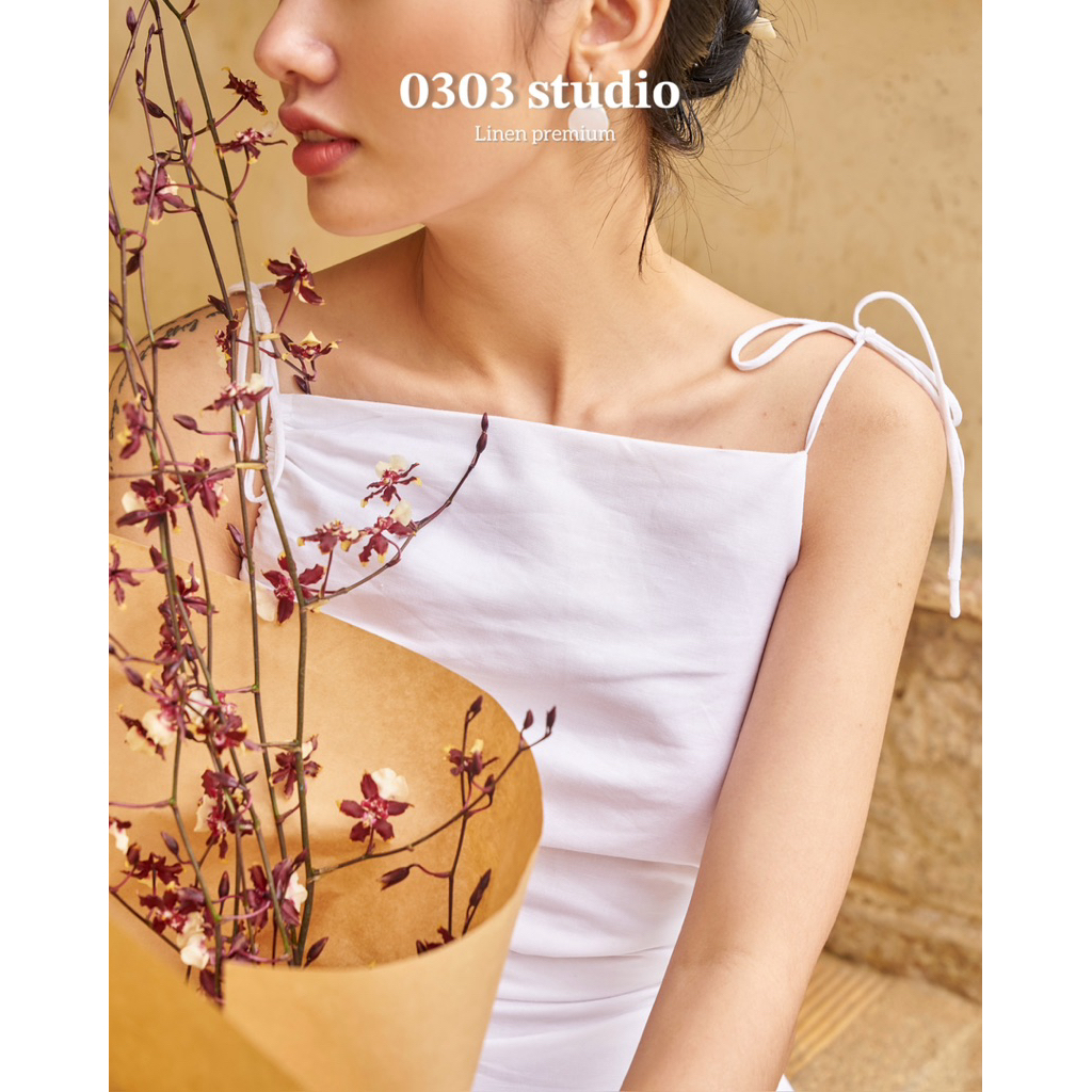| 0303 studio | Đầm linen 2 dây dáng ôm - Dòng Hà Trang