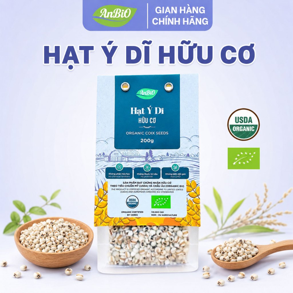 [ ANBIO ] Hạt ý dĩ hữu cơ Anbio - Chứng nhận hữu cơ USDA & EU