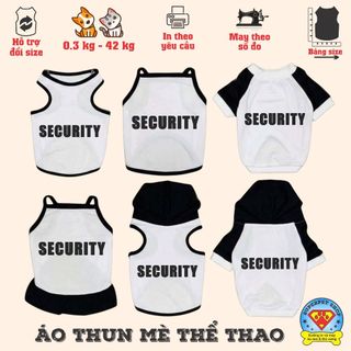 Áo mùa hè chó mèo - CHỮ SECURITY - TRẮNG ĐEN - Superpet Shop