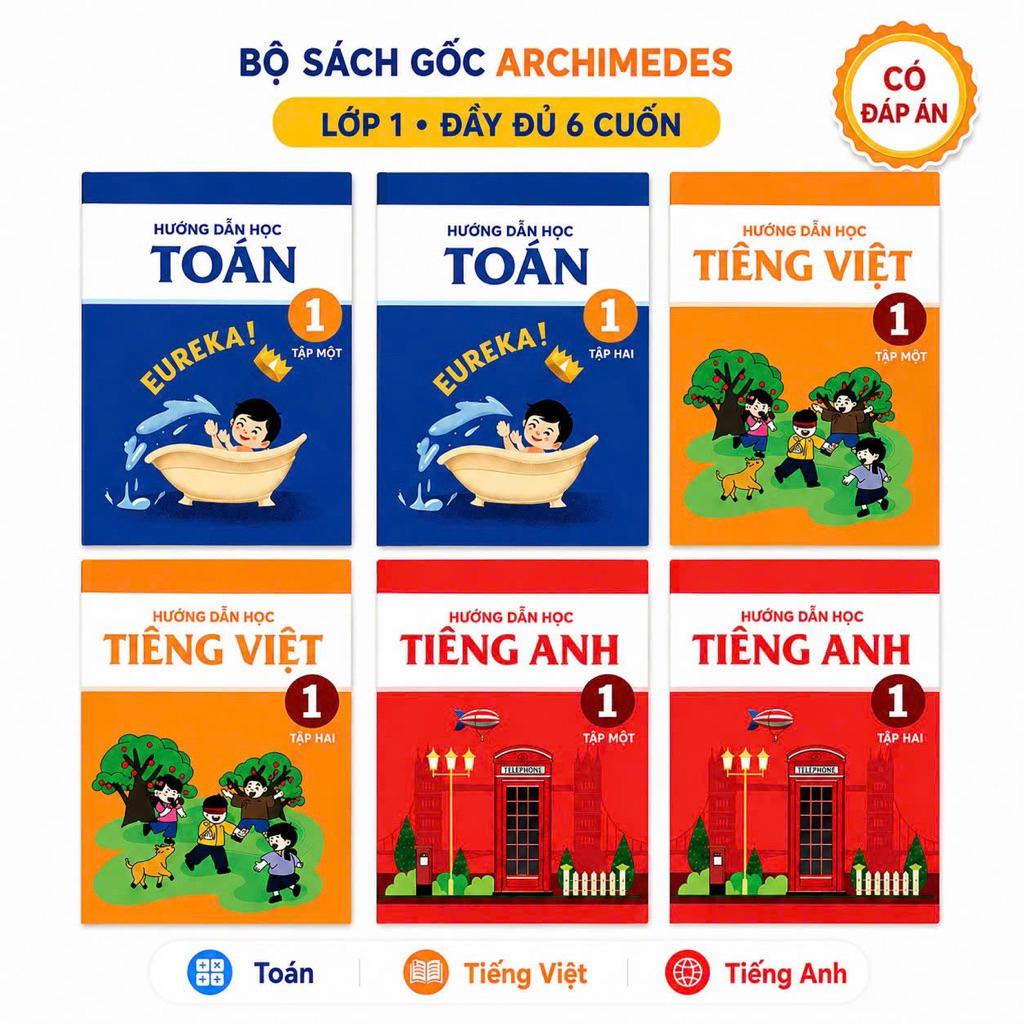 Sách - Lớp 1 - Hướng Dẫn Học Toán và Tiếng Việt Archimedes (Bản Mới Nhất)