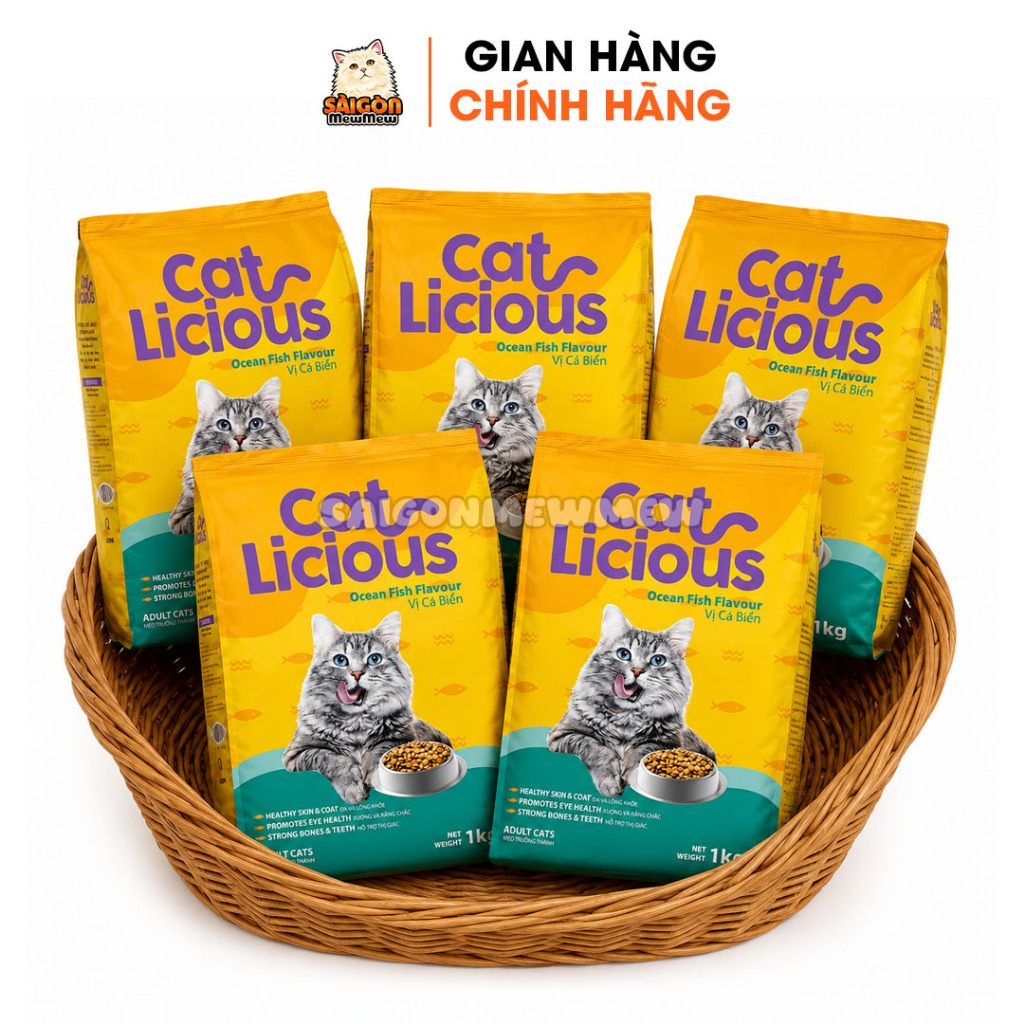 [Combo 5 Gói] Hạt Mèo CAT LICIOUS 1KG – Thức Ăn Dinh Dưỡng Cho Mèo