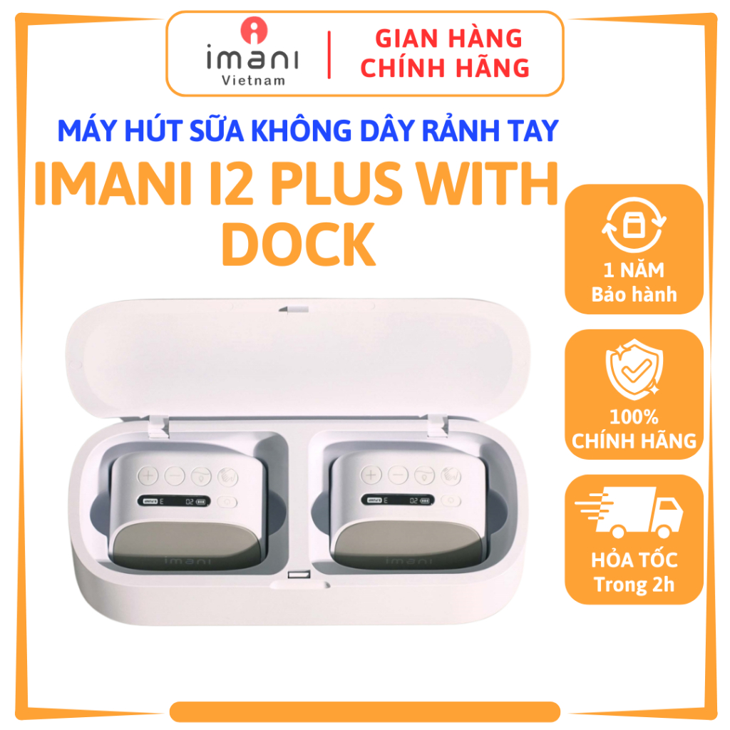 Máy hút sữa không dây rảnh tay IMANI i2 Plus with Dock, không chất BPA, kèm theo dock sạc tiện lợi