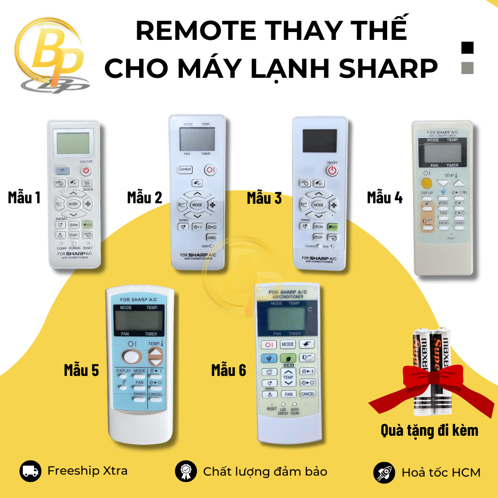 (Chọn mẫu) Remote điều khiển điều hoà Sharp - Remote máy lạnh Sharp - Remote điều hoà Sharp