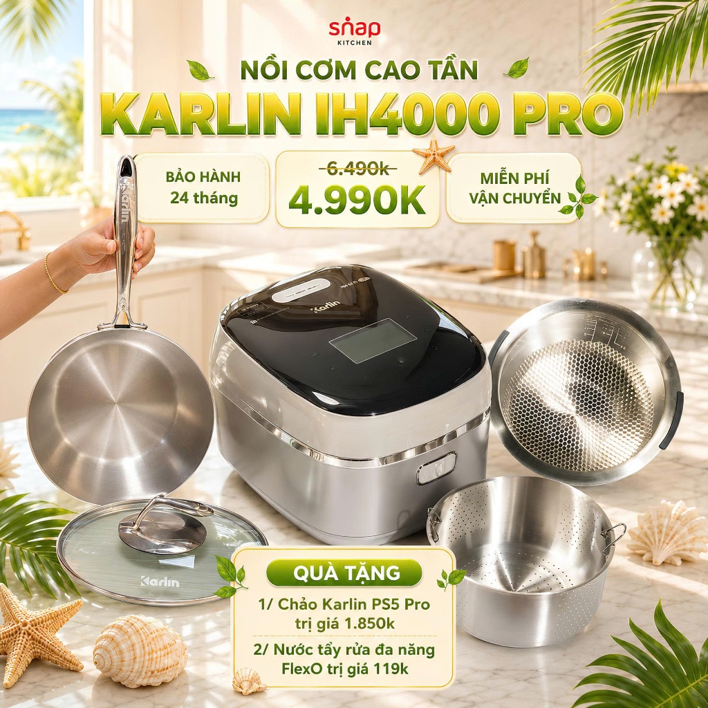 [Chính hãng] Nồi cơm điện cao tầng Karlin IH4000 pro,30 chức năng,có giọng nói,nấu cơm tách đường