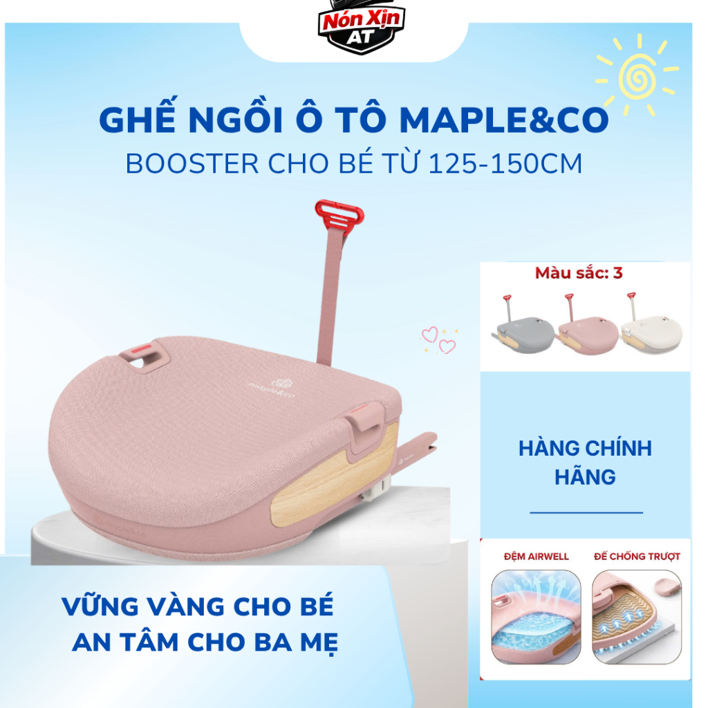 Ghế Ngồi Ô Tô Maple&Co Booster - Chuẩn An Toàn i-Size R129, Kèm ISOFIX - Chính Hãng