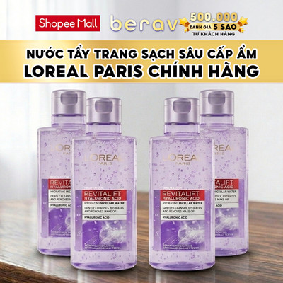 [MINISIZE] Combo 4 Nước tẩy trang cấp ẩm căng mịn da L'oreal Paris Hyaluronic Acid 1.5% 95mlx4
