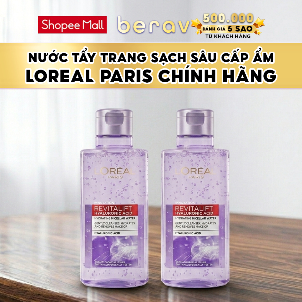 [MINISIZE] Combo 2 Nước tẩy trang cấp ẩm căng mịn da L'oreal Paris Hyaluronic Acid 1.5% 95mlx2