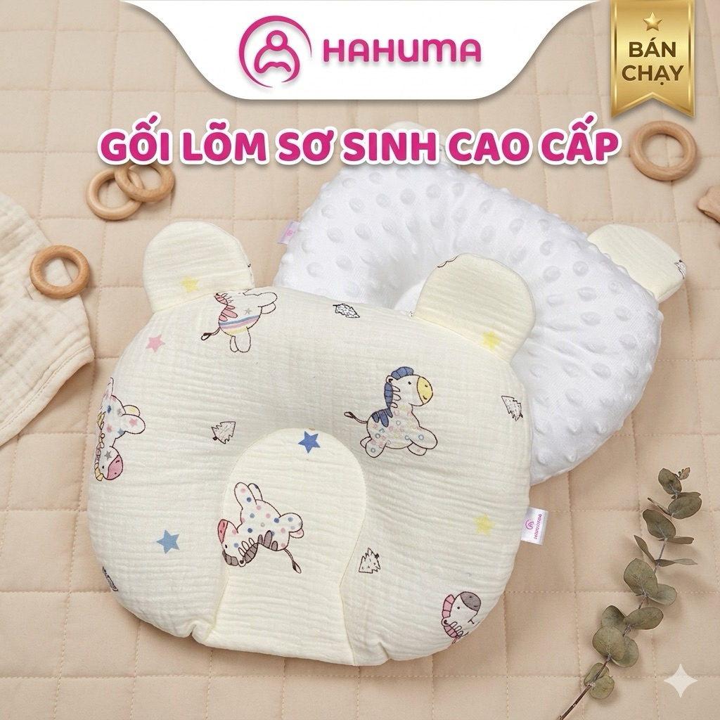 Gối Cho Bé Sơ Sin Hahuma - Gối Chống Bẹp Đầu Phong Cách Hàn Quốc