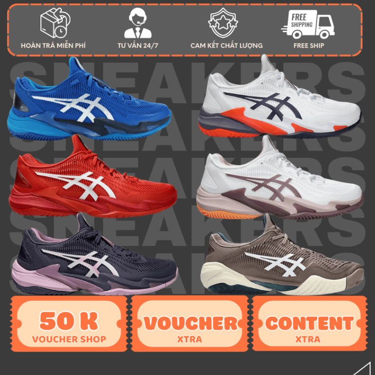 Giày Thể Thao Tennis Pickleball Asics Court FF3 Novak Full Màu. Basic Nam Nữ