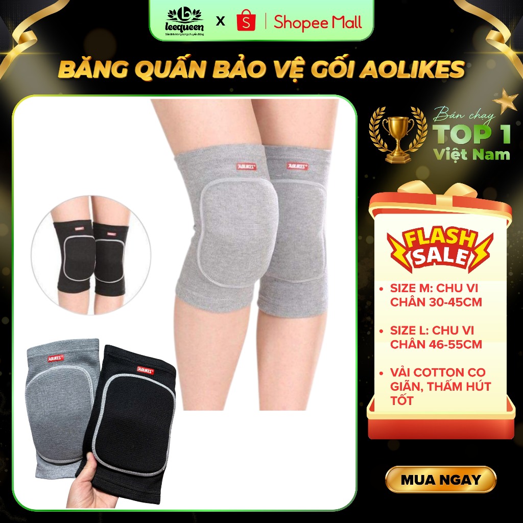 Băng Quấn Đầu Gối Lee Queen Aolikes 0210 Có Lớp Đệm hỗ trợ tập Yoga, Gym Cho Nữ 2 chiếc