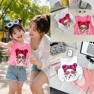 Combo 2 Áo Thun Croptop Bé Gái Cotton Co Giãn 4 Chiều Mềm Mịn, Áo Sát Nách In Hình Dễ Thương