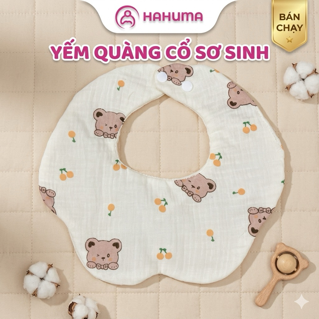 Yếm Xô Sơ Sinh Hahuma - Yếm 360 Thấm Hút Cho Bé Ăn Dặm Tiện Lợi