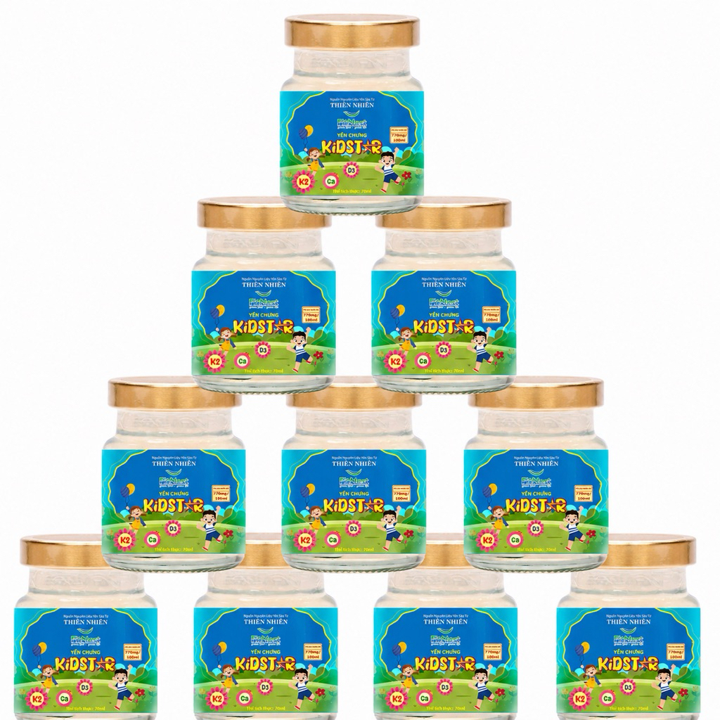 combo 10 Lọ Trơn - FitNest Yến Chưng Kidstar vị Vani - 70ml/lọ - 770mg Yến Tươi  - Thực Phẩm Bổ Sung