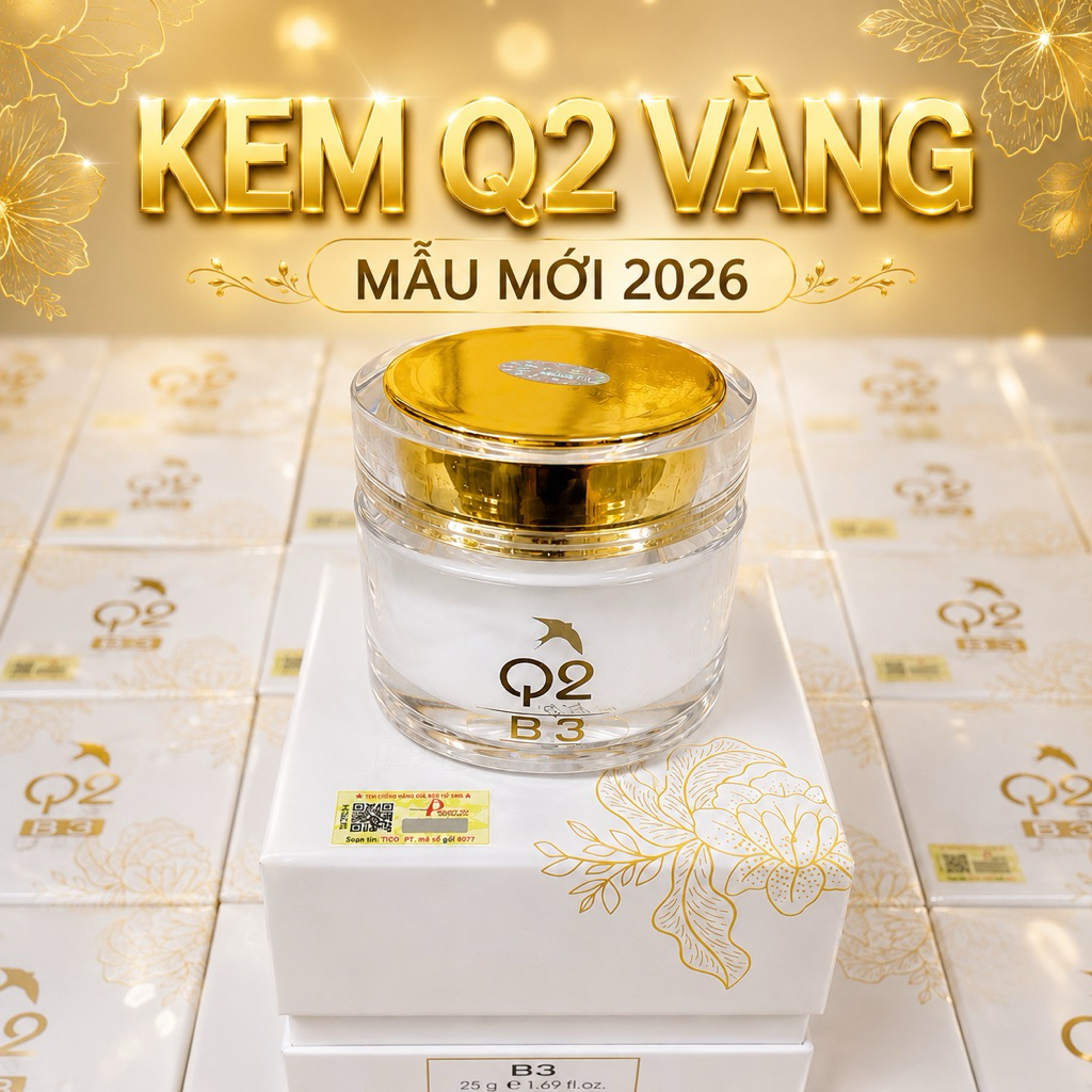Kem Q2 Vàng Collagen mẫu mới 2026 dưỡng trắng makeup làm mờ vết thâm