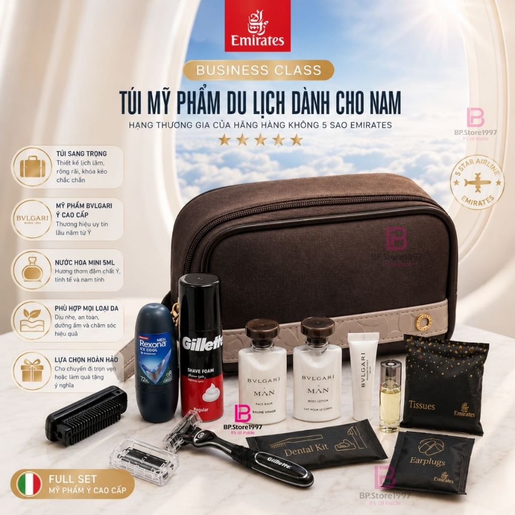 Túi Mỹ Phẩm Du Lịch Nam Emirates 5⭐ | 🎒 Ví Đựng Đồ Cá Nhân | Travel Kit Bussiness Class Emirates
