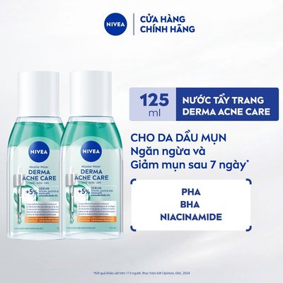 Bộ 2 Nước Tẩy Trang NIVEA Sạch Sâu Ngừa Mụn| Dưỡng Sáng| Dịu Nhẹ (125 ml x2) - 89270x2/ 94299x2/ 94291x2/ 99405x2