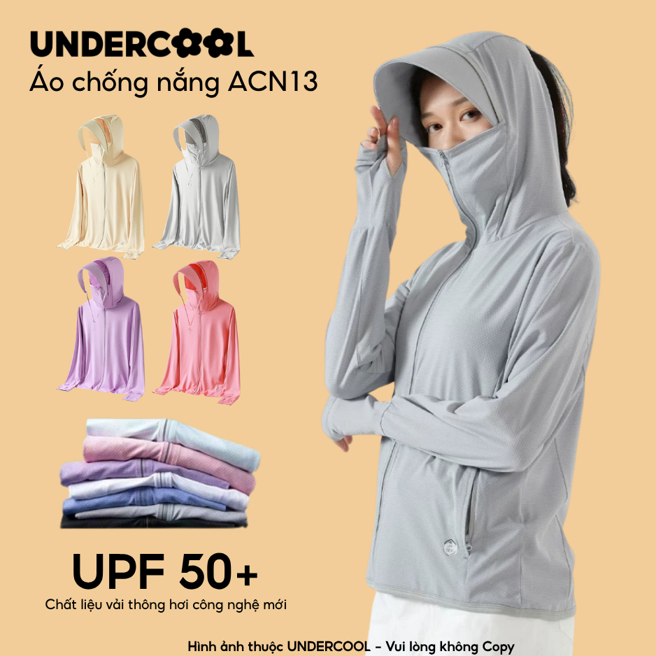 Áo Chống Nắng Dáng Xuông UNDERCOOL Chống Tia UV >99% Vải Thông Hơi Chống Tia UV UPF 50+ Mũ Rộng Tháo