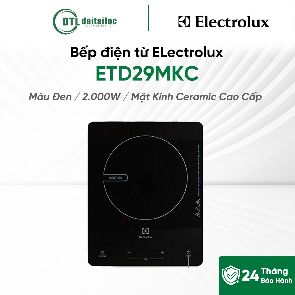 Bếp điện từ ELectrolux ETD29MKC Màu Đen Mặt Kính Ceramic Cao Cấp | Chính hãng | Bảo hành 24 tháng