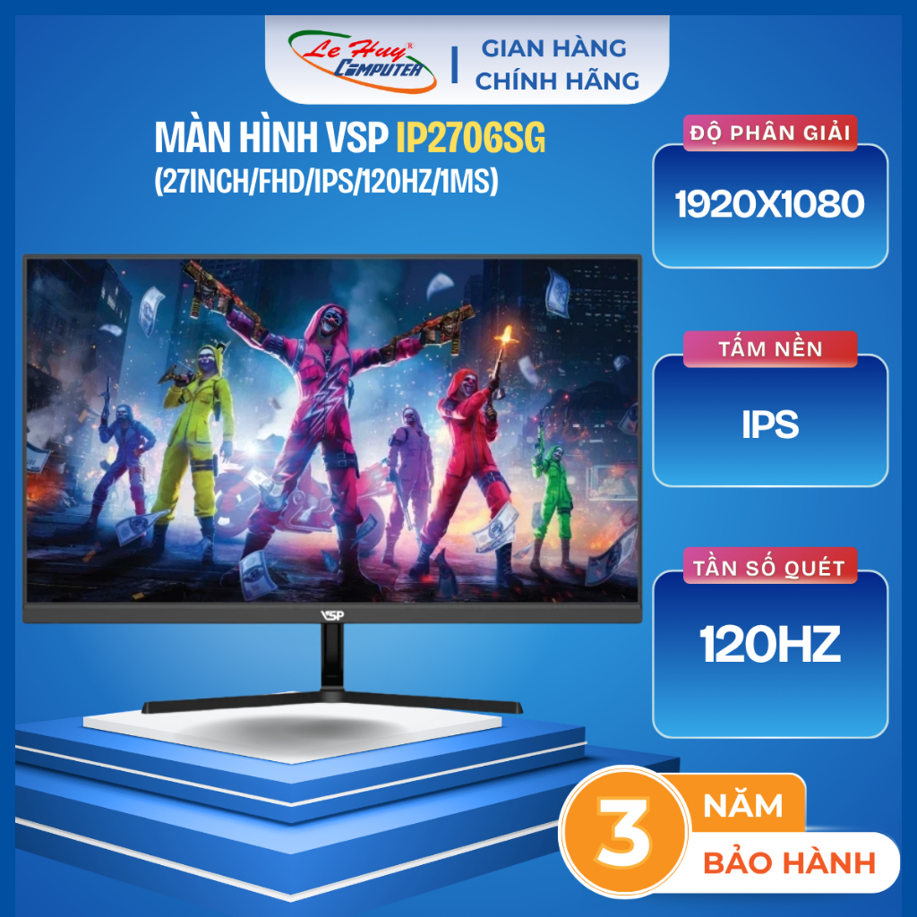 Màn Hình VSP IP2706SG White (27 inch / IPS / FHD / 120Hz / 1ms) - Hàng Chính Hãng