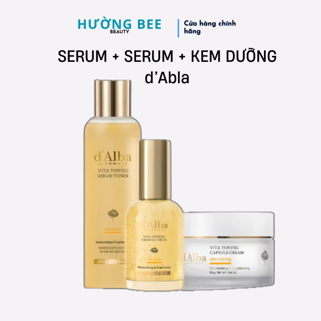 Combo Hỗ Trợ Làm Sáng Đều Màu Nâng Tone Mờ Thâm Sạm Căng Bóng ( toner. dalba + Serum Dalba + Kem dal