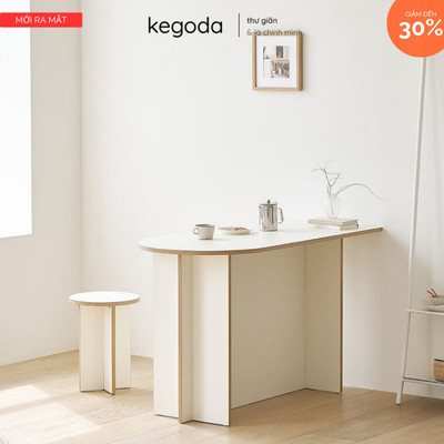 Bàn Bán Nguyệt Có Ghế 80cm/100cm/120cm - Bàn Home Cafe, Bàn Ăn Phong Cách Hàn Quốc Tối Giản KEGODA KGD99