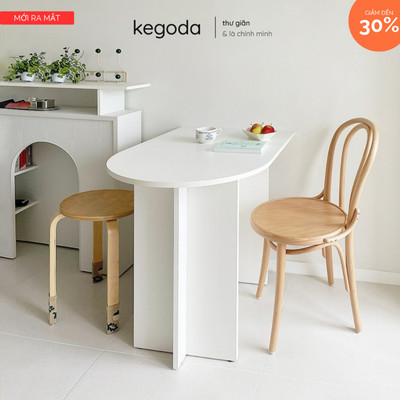 Bàn Bán Nguyệt Gỗ MDF Dày 17mm Chắc Chắn - Bàn Home Cafe Tối Giản Phong Cách Hàn Quốc KEGODA KGD97