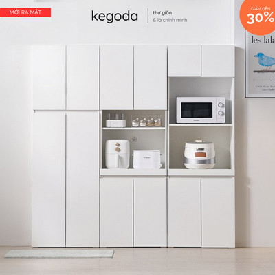 Bộ 3 Tủ Bếp Đa Năng Module Tích Hợp Kệ Lò Vi Sóng, Tủ Đựng Đồ Style Hàn Quốc Tối Giản KEGODA KGD114