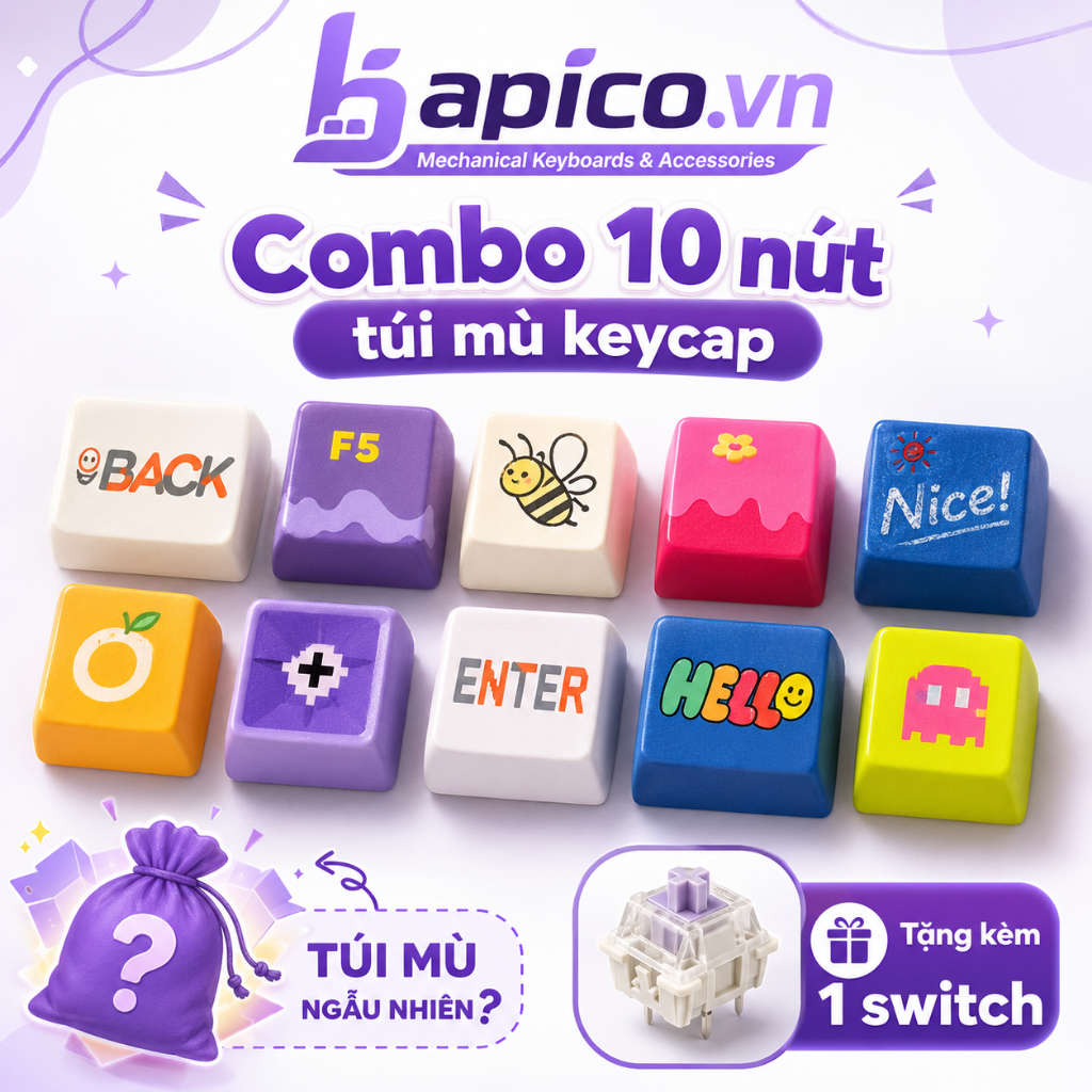 [Combo 10 Nút] Túi mù keycap ngẫu nhiên cho bàn phím cơ | Profile XDA Cherry OEM