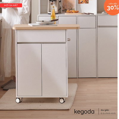 [Lắp sẵn] Tủ Bếp Đa Năng / Bàn Đảo Di Động KEGODA Tích Hợp Bánh Xe Chuẩn Phong Cách Hàn Quốc KGD110